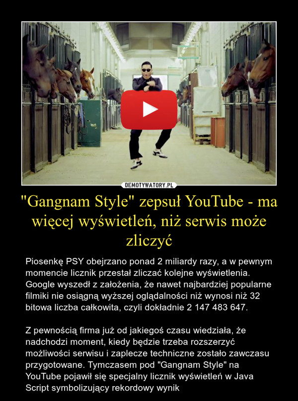 "Gangnam Style" zepsuł YouTube - ma więcej wyświetleń, niż serwis może zliczyć