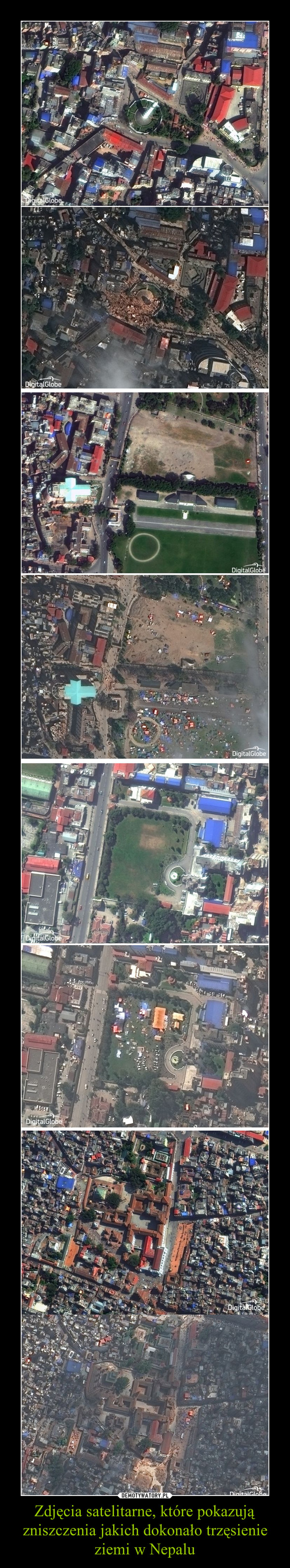 Zdjęcia satelitarne, które pokazują zniszczenia jakich dokonało trzęsienie ziemi w Nepalu –  
