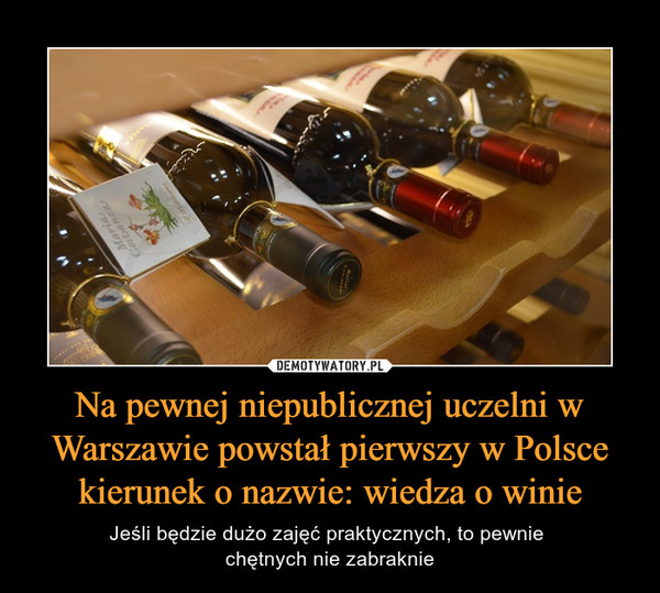 Na pewnej niepublicznej uczelni w Warszawie powstał pierwszy w Polsce kierunek o nazwie: wiedza o winie – Jeśli będzie dużo zajęć praktycznych, to pewnie chętnych nie zabraknie 
