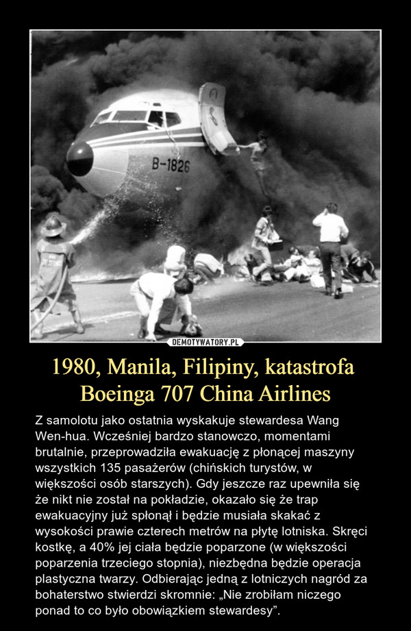 1980, Manila, Filipiny, katastrofa 
Boeinga 707 China Airlines