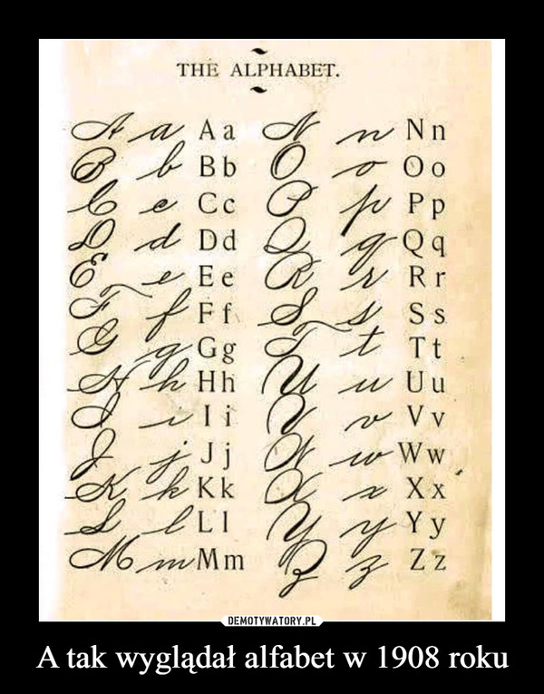 A tak wyglądał alfabet w 1908 roku –  