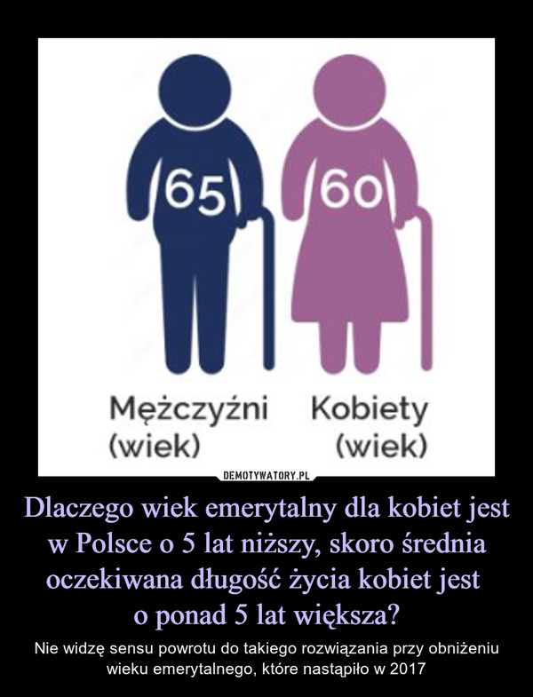 Dlaczego wiek emerytalny dla kobiet jest w Polsce o 5 lat niższy, skoro średnia oczekiwana długość życia kobiet jest o ponad 5 lat większa? – Nie widzę sensu powrotu do takiego rozwiązania przy obniżeniu wieku emerytalnego, które nastąpiło w 2017 