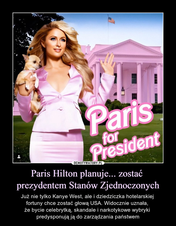 Paris Hilton planuje... zostać 
prezydentem Stanów Zjednoczonych