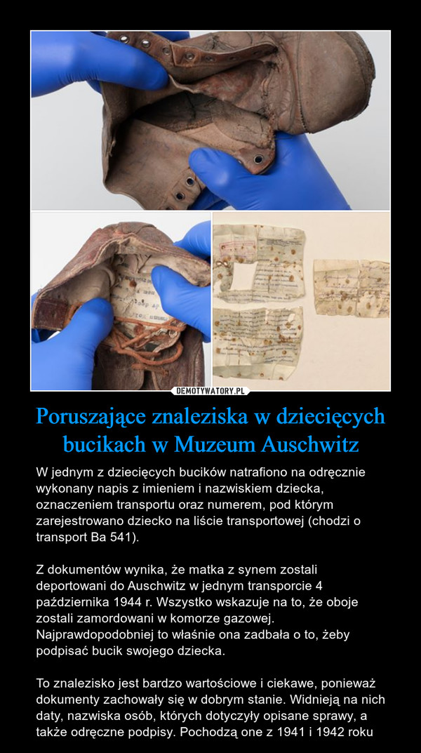 Poruszające znaleziska w dziecięcych bucikach w Muzeum Auschwitz