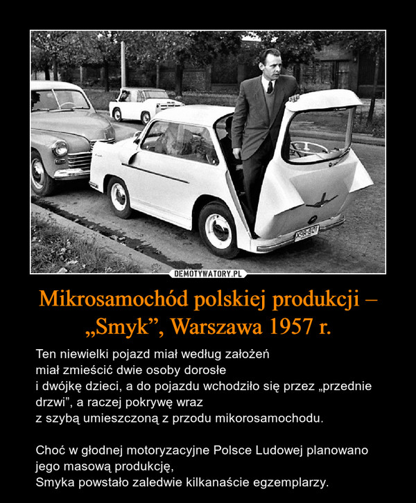 Mikrosamochód polskiej produkcji – „Smyk”, Warszawa 1957 r.