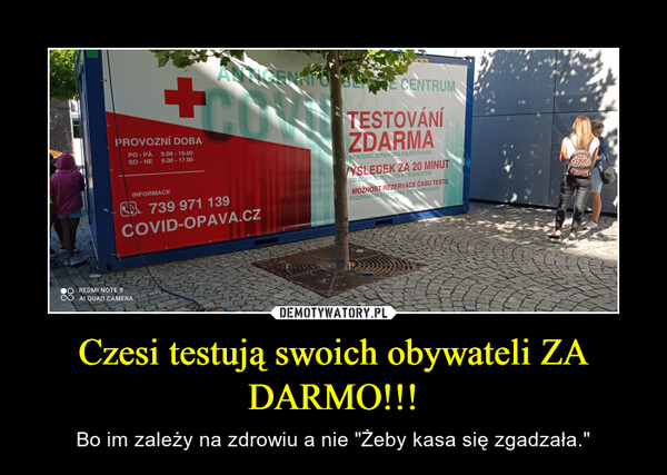 Czesi testują swoich obywateli ZA DARMO!!! – Bo im zależy na zdrowiu a nie "Żeby kasa się zgadzała." 