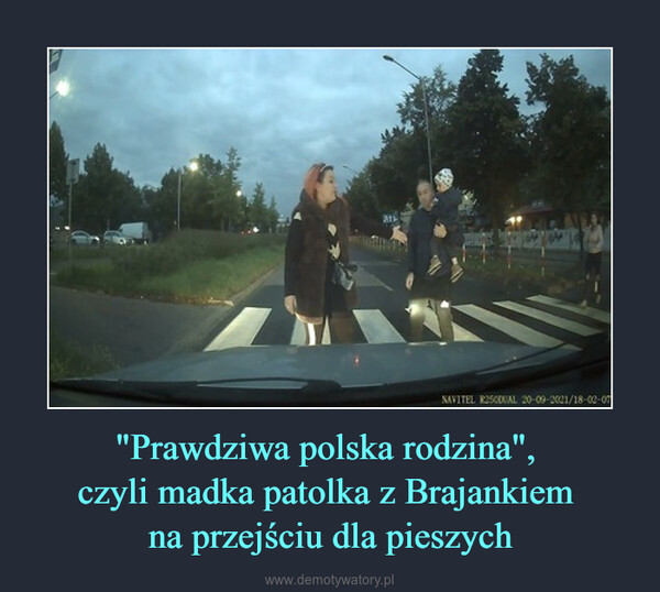 "Prawdziwa polska rodzina", czyli madka patolka z Brajankiem na przejściu dla pieszych –  