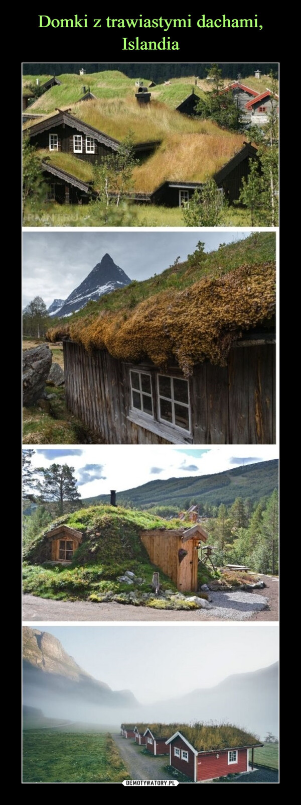 Domki z trawiastymi dachami, Islandia