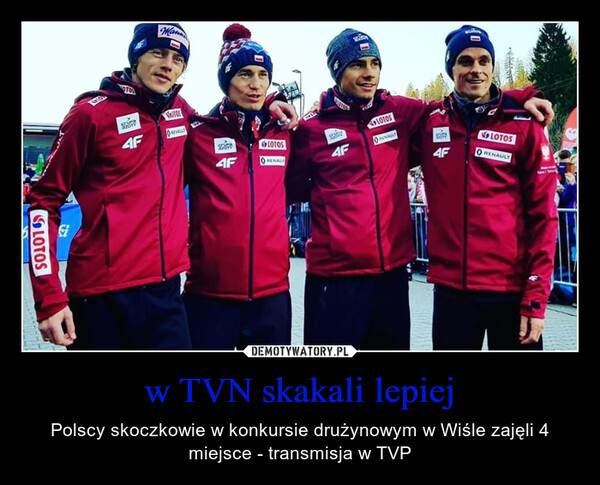 w TVN skakali lepiej – Polscy skoczkowie w konkursie drużynowym w Wiśle zajęli 4 miejsce - transmisja w TVP 