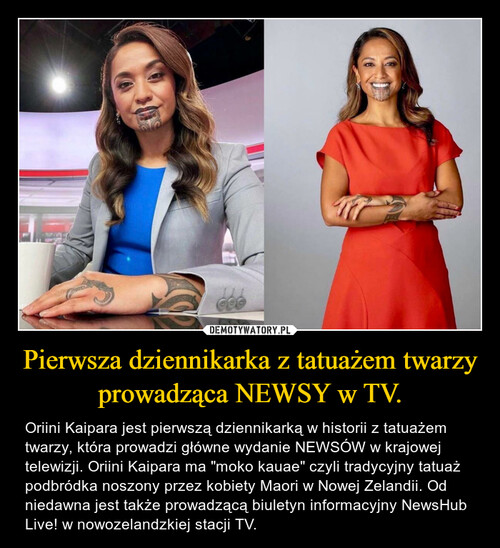Pierwsza dziennikarka z tatuażem twarzy prowadząca NEWSY w TV.