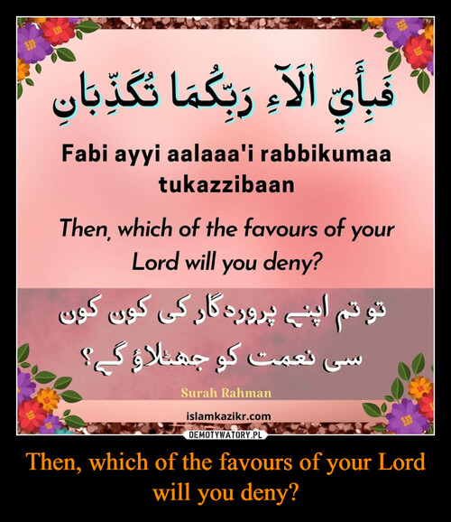 Then, which of the favours of your Lord will you deny?