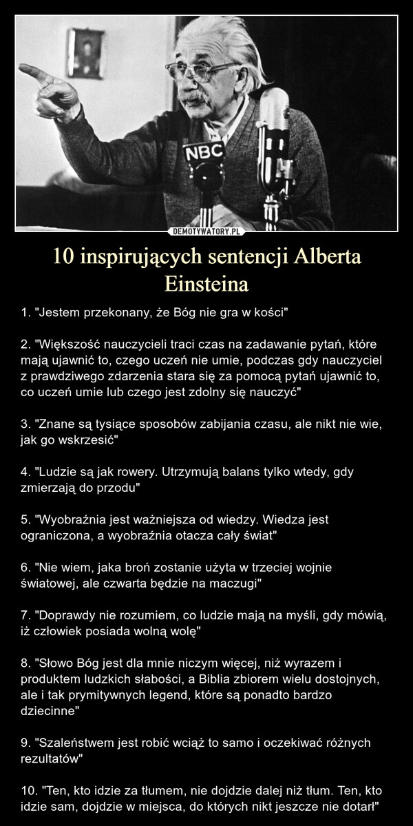 10 inspirujących sentencji Alberta Einsteina