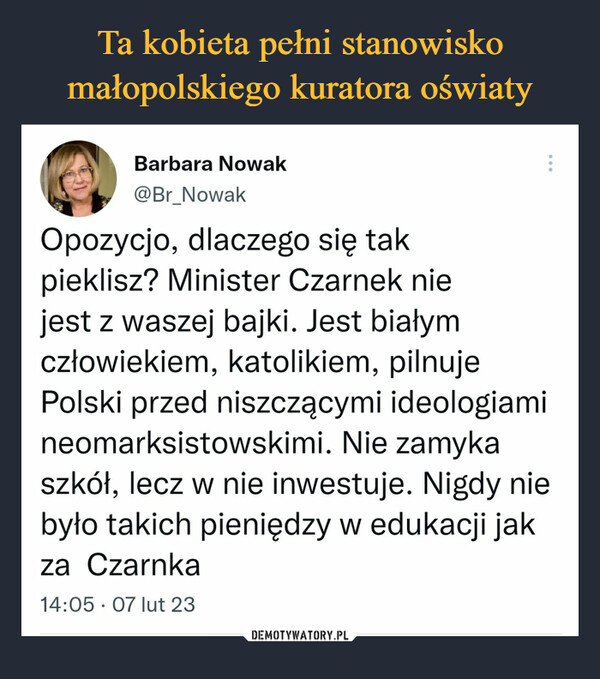 Ta kobieta pełni stanowisko małopolskiego kuratora oświaty